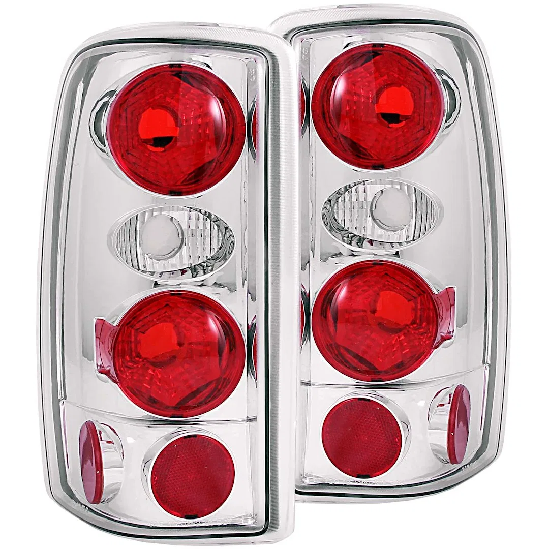 211008 – ANZO Tail Light Assembly, Uses OE Bulbs Clear Lens Chrome Housing Set of 2